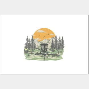 DISC GOLF Mountain | Disc Golf Basket against Mountain Outdoor Background Posters and Art